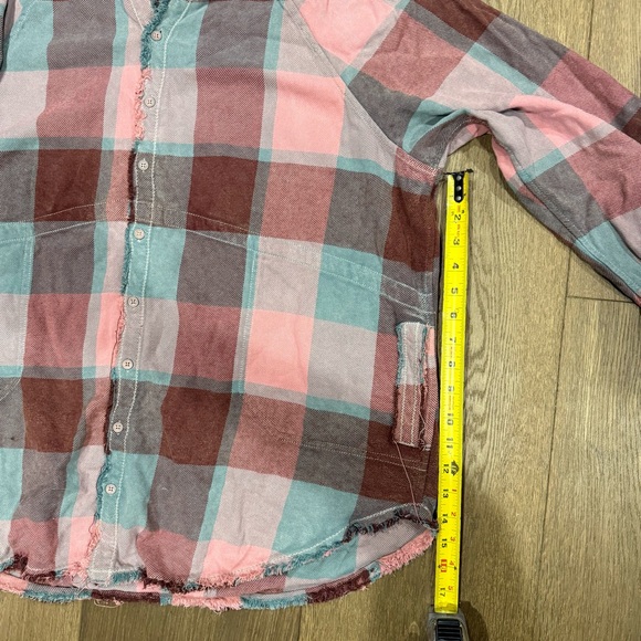 We The Free Plaid Released Trim Button-Down Top - Picture 10 of 11